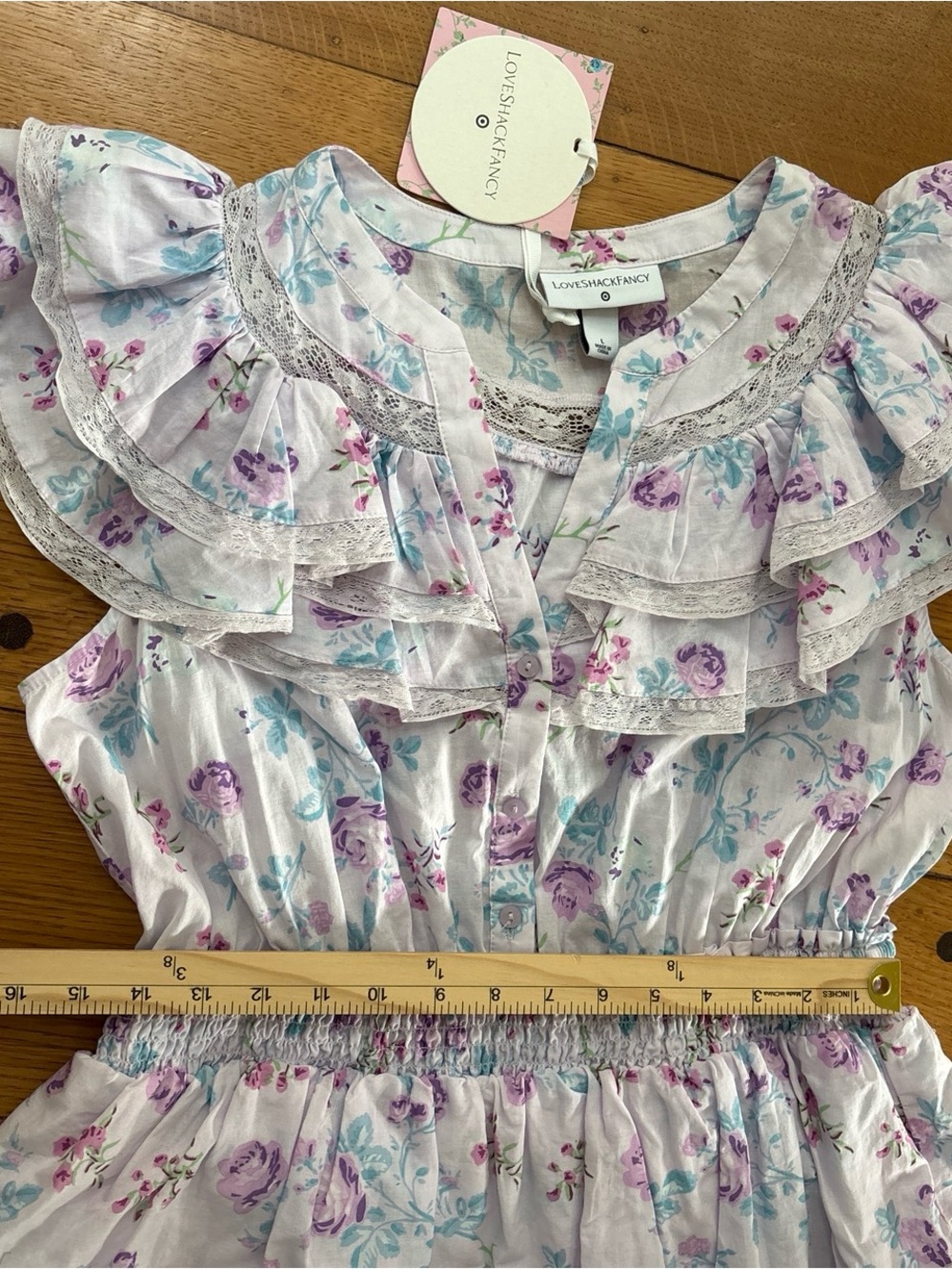 LoveShackFancy Lavender Floral Ruffle Mini Dress - Picture 7 of 11